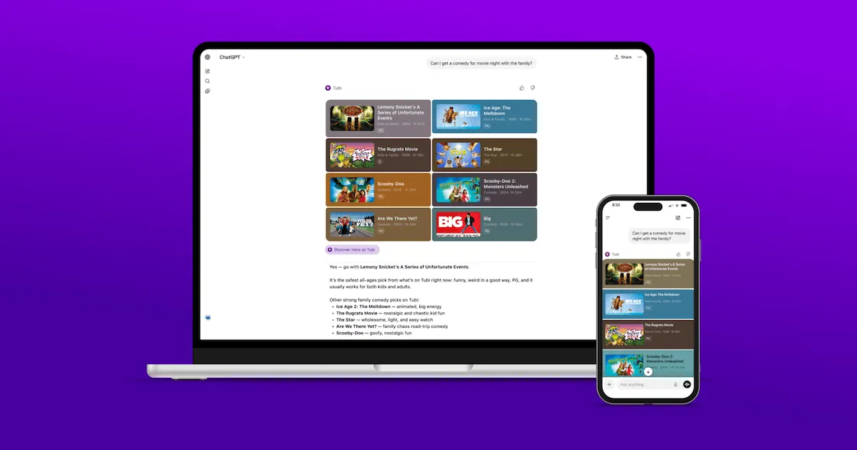 Tubi lance une app native dans ChatGPT